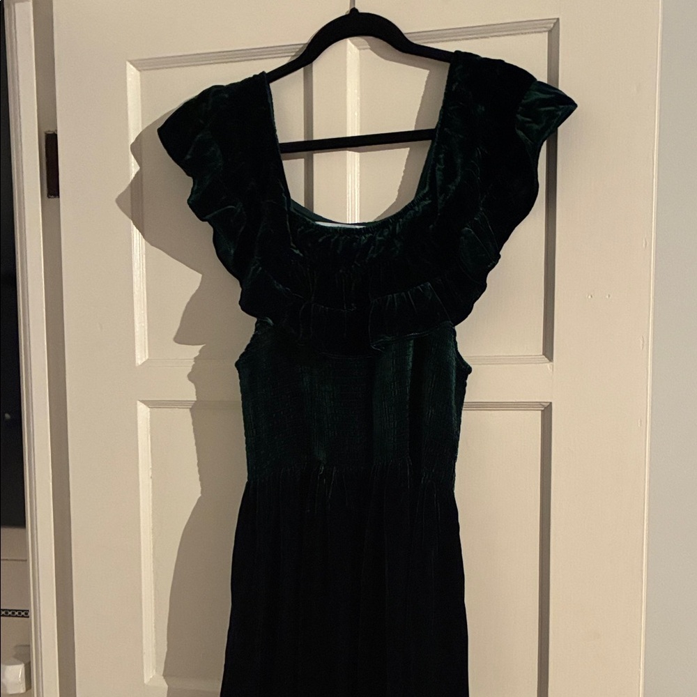 Hill House Dark Green Velvet Maxi Dress